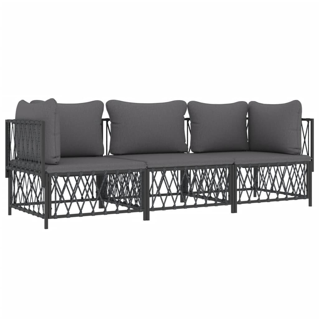 vidaXL 3 Piece Garden Lounge Set with Cushions Anthracite Steel