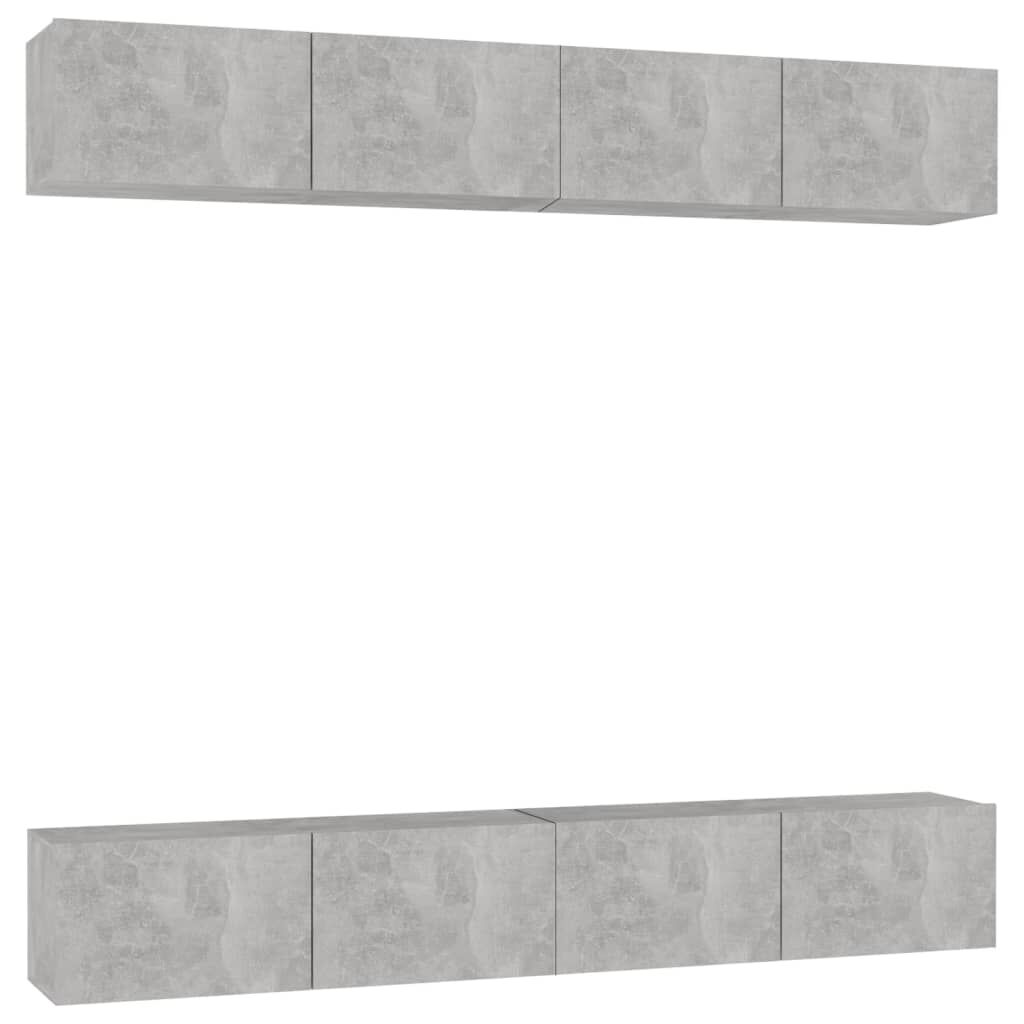 vidaXL TV Cabinets 4 pcs Concrete Grey 100x30x30 cm Engineered Wood