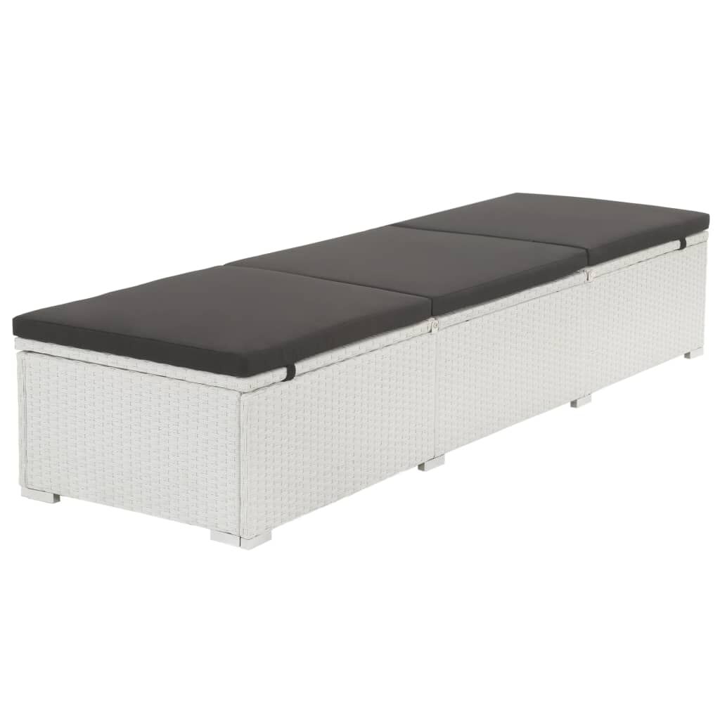 vidaXL Sun Lounger with Cushion Poly Rattan White