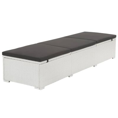 vidaXL Sun Lounger with Cushion Poly Rattan White,  vidaXL Sun Lounger with Cushion Poly Rattan White