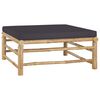 vidaXL 4 Piece Garden Lounge Set with Dark Grey Cushions Bamboo