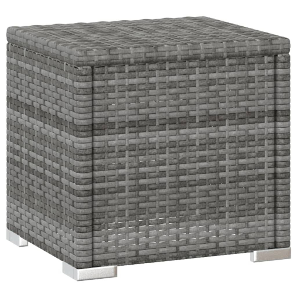 vidaXL Sun Lounger with Cushion and Tea Table Poly Rattan Grey