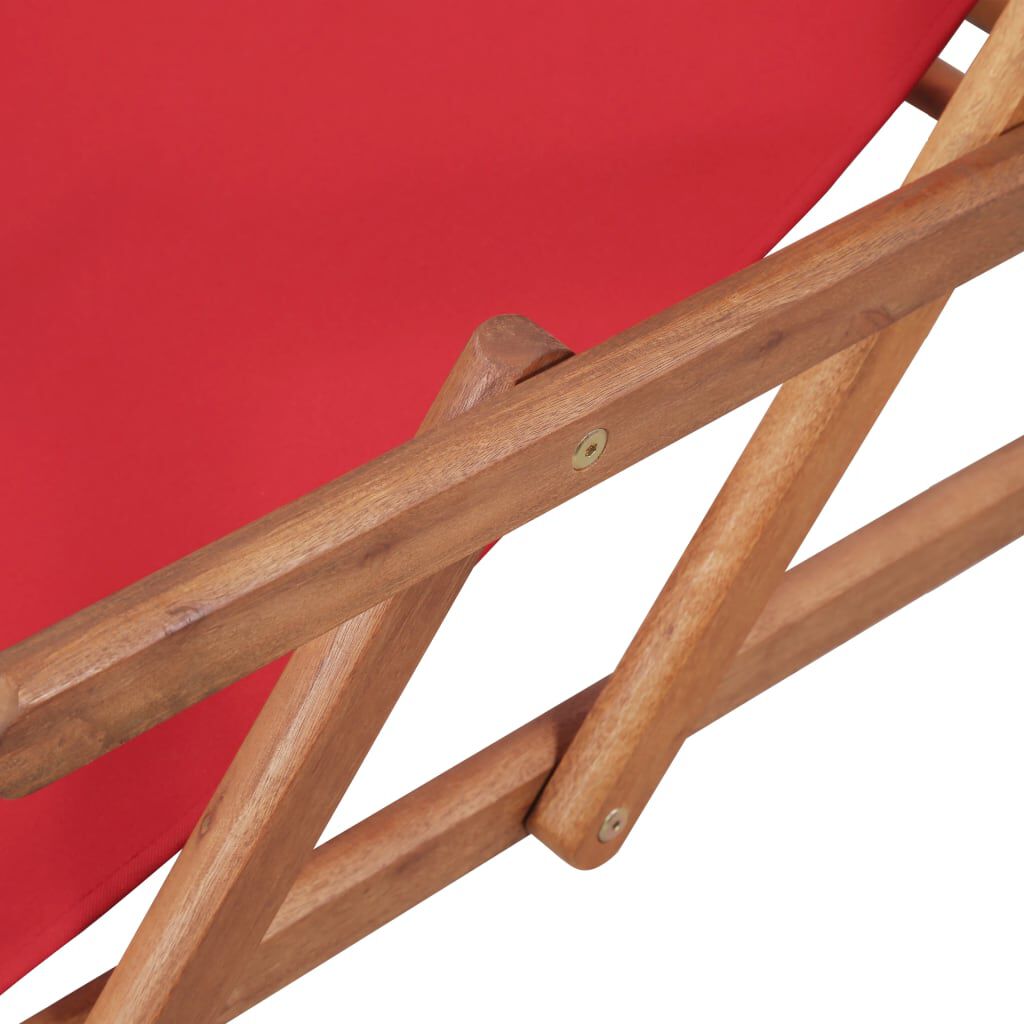 vidaXL Folding Beach Chair Fabric and Wooden Frame Red