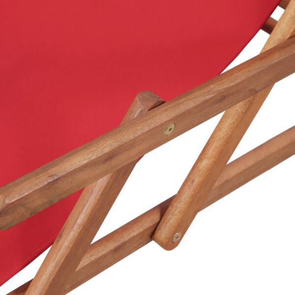 vidaXL Folding Beach Chair Fabric and Wooden Frame Red