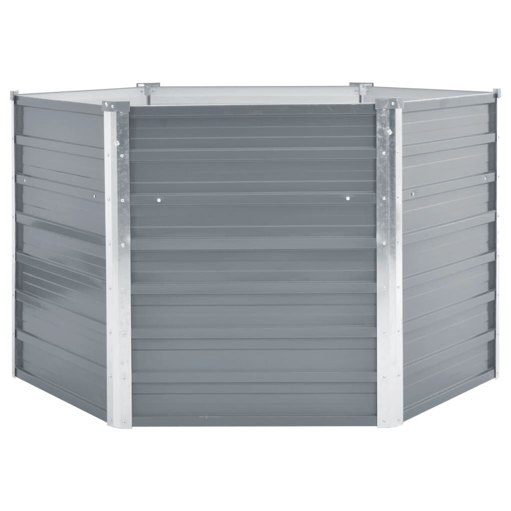 vidaXL Garden Raised Bed Galvanised Steel 129x129x77 cm Grey