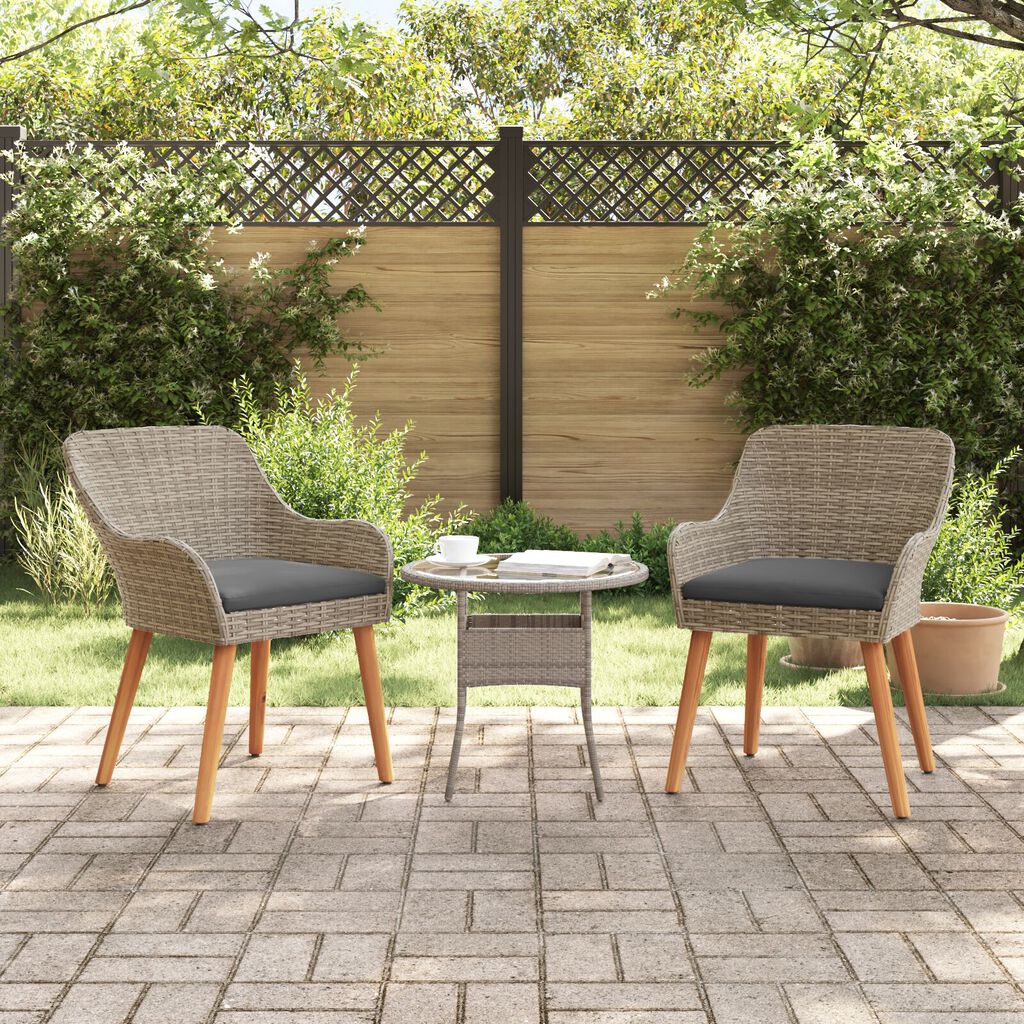 vidaXL Outdoor Chairs with Cushions 2 pcs Poly Rattan Black