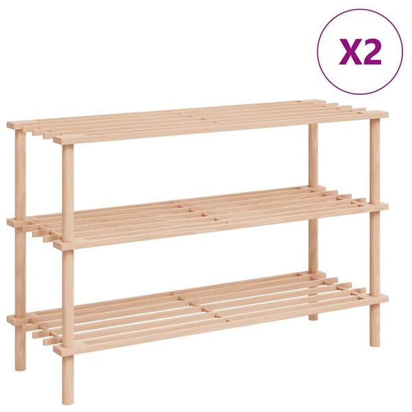 vidaXL 3-Tier Shoe Racks 2 pcs Solid Fir Wood