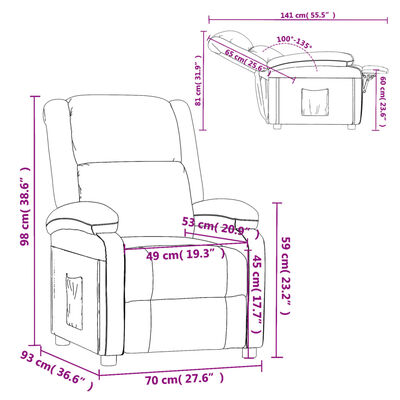 vidaXL Recliner Chair Brown Faux Leather