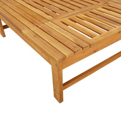 vidaXL Sun Lounger with Cream White Cushion and Pillow Solid Wood Acacia,  vidaXL Sun Lounger with Cream White Cushion and Pillow Solid Wood Acacia