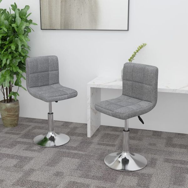 vidaXL Swivel Dining Chairs 2 pcs Light Grey Fabric