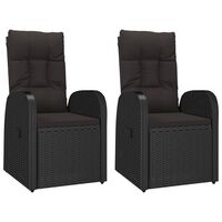 vidaXL Reclining Garden Chairs 2 pcs with Cushions Poly Rattan Black, black vidaXL Reclining Garden Chairs 2 pcs with Cushions Poly Rattan Black