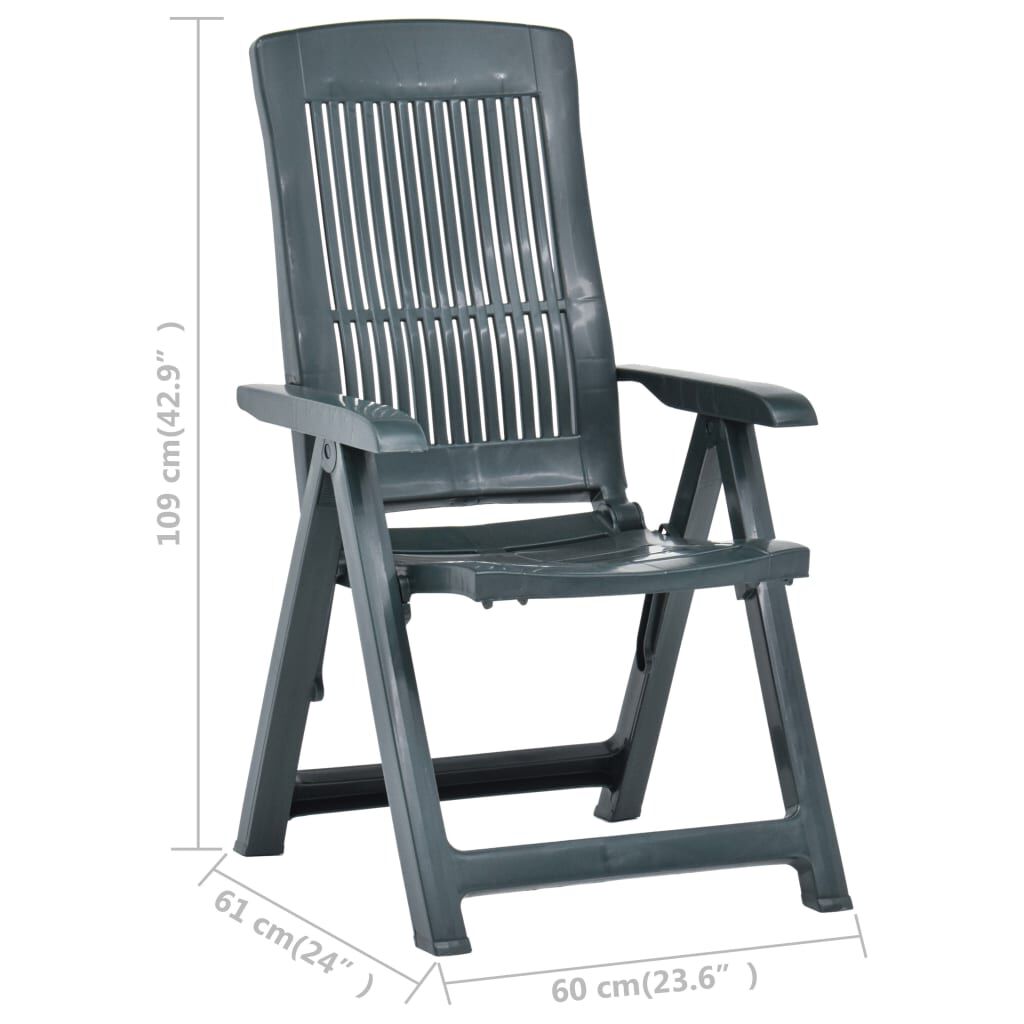 vidaXL Garden Reclining Chairs 2 pcs Plastic Green