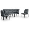 vidaXL 5 Piece Garden Lounge Set Black and Grey Poly Rattan