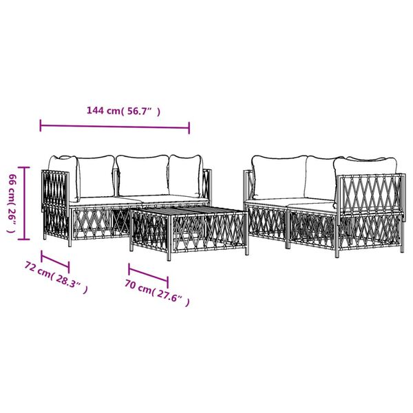 vidaXL 5 Piece Garden Lounge Set with Cushions Anthracite Steel