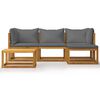 vidaXL 5 Piece Garden Lounge Set with Cushions Solid Acacia Wood