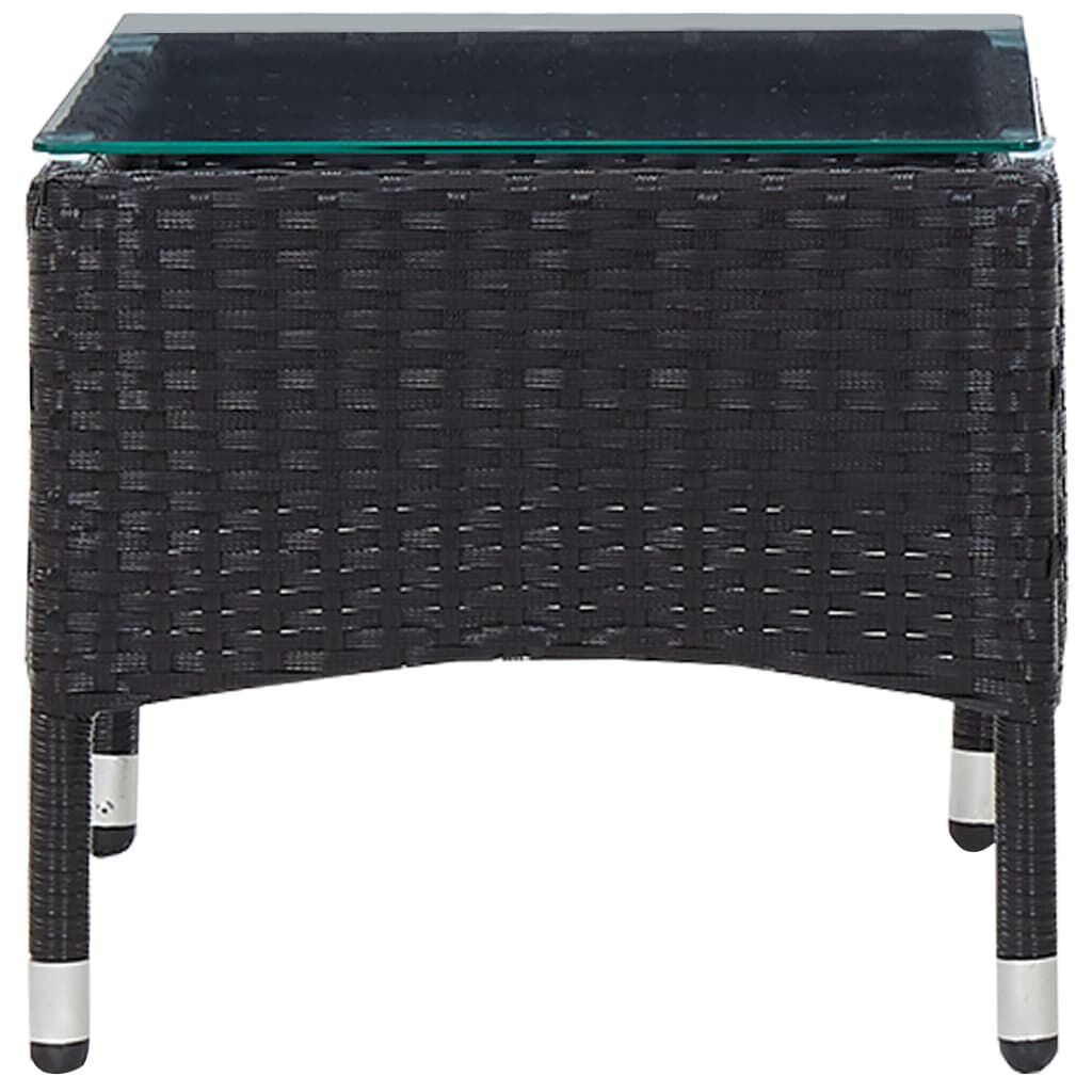 vidaXL 2 Piece Garden Lounge Set with Cushion Poly Rattan Black