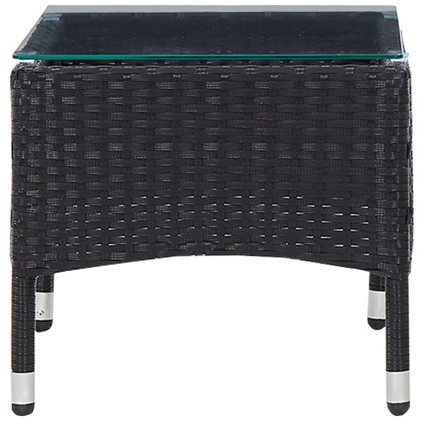 vidaXL 2 Piece Garden Lounge Set with Cushion Poly Rattan Black