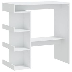 vidaXL Bar Table with Storage Rack White 100x50x101.5 cm