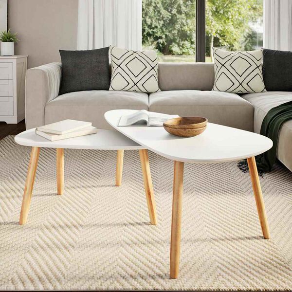 vidaXL Coffee Table Set 2 Pieces Solid Pinewood White