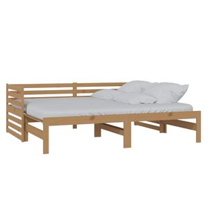 vidaXL Pull-out Day Bed without Mattress Honey Brown 2x(90x200)cm
