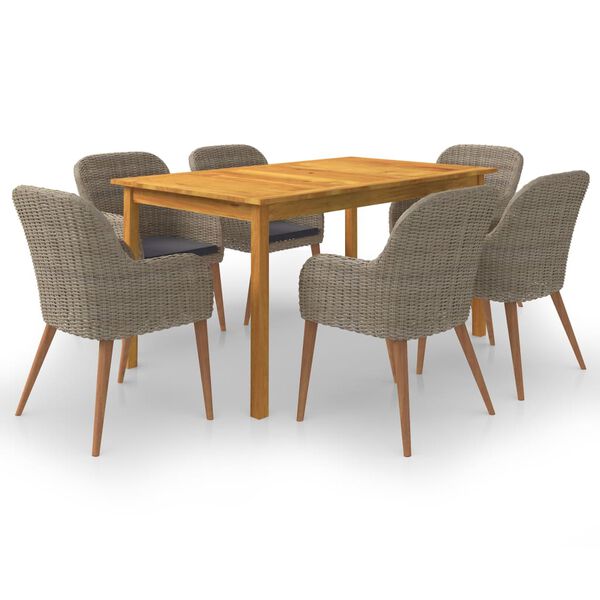 vidaXL 7 Piece Garden Dining Set Brown
