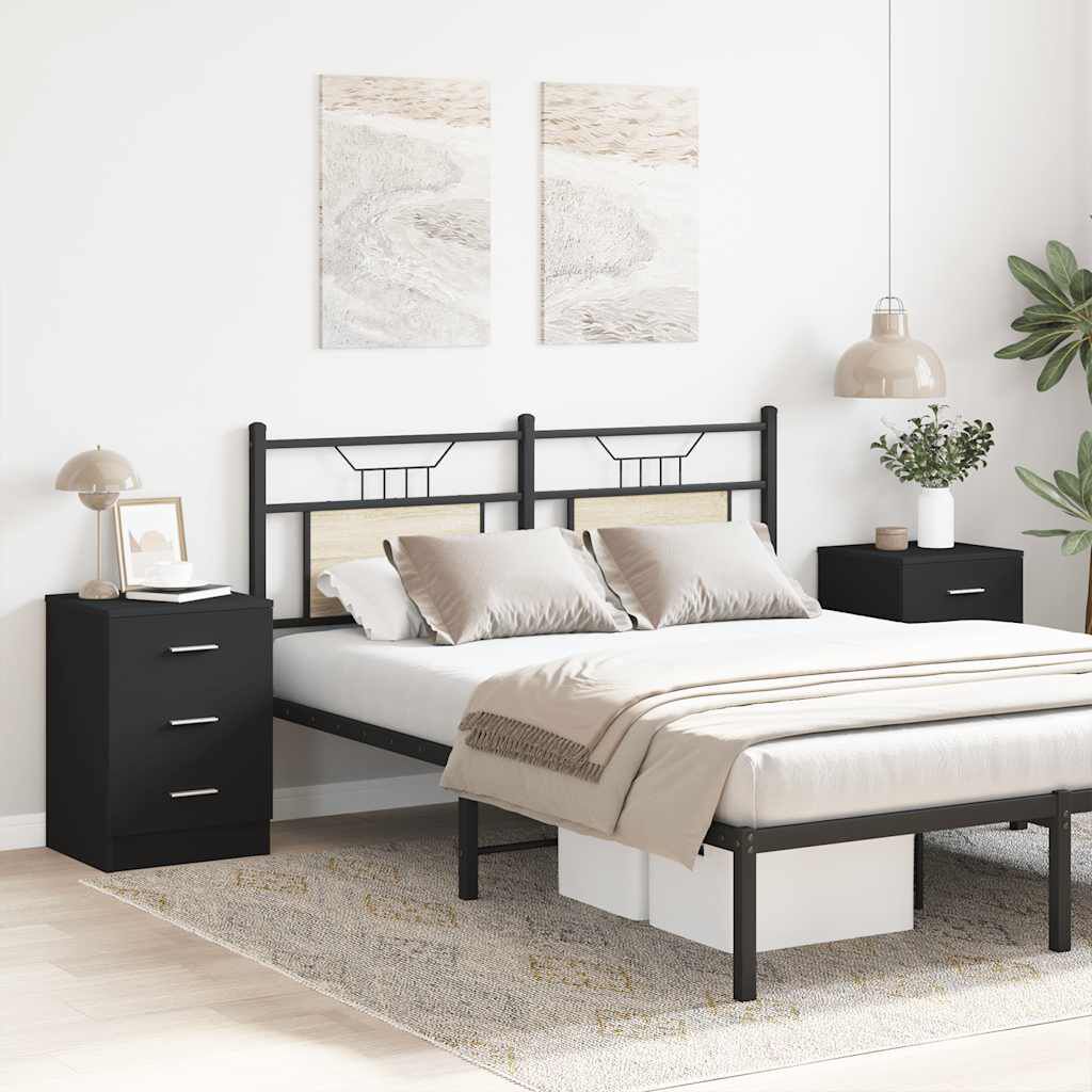 vidaXL Bedside Cabinets 2 pcs Black 38x35x56 cm Engineered Wood