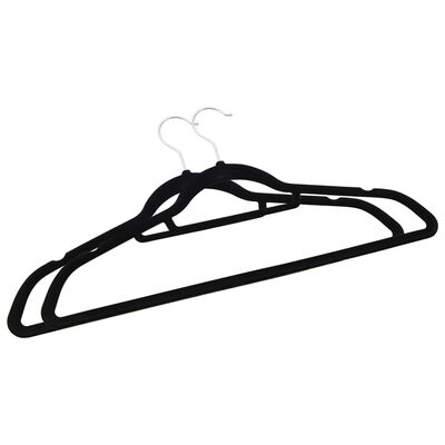 vidaXL 20 pcs Clothes Hanger Set Anti-slip Black Velvet, black vidaXL 20 pcs Clothes Hanger Set Anti-slip Black Velvet