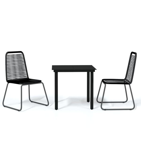 vidaXL 3 Piece Garden Dining Set Black