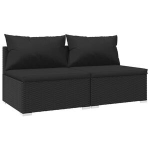 vidaXL 2 Piece Garden Lounge Set with Cushions Poly Rattan Black