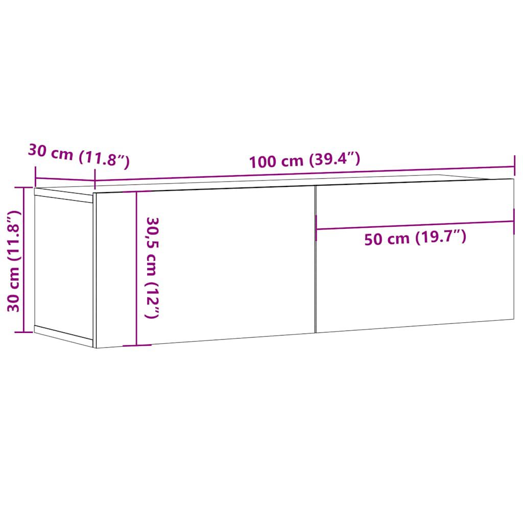 vidaXL TV Cabinet White 100x30x30 cm Engineered Wood