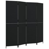 vidaXL Room Divider 4 Panels Black Poly Rattan, black vidaXL Room Divider 4 Panels Black Poly Rattan