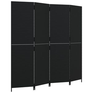 vidaXL Room Divider 4 Panels Black Poly Rattan