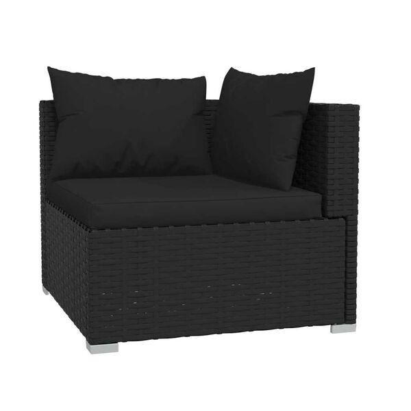 vidaXL 4 Piece Garden Lounge Set with Cushions Poly Rattan Black