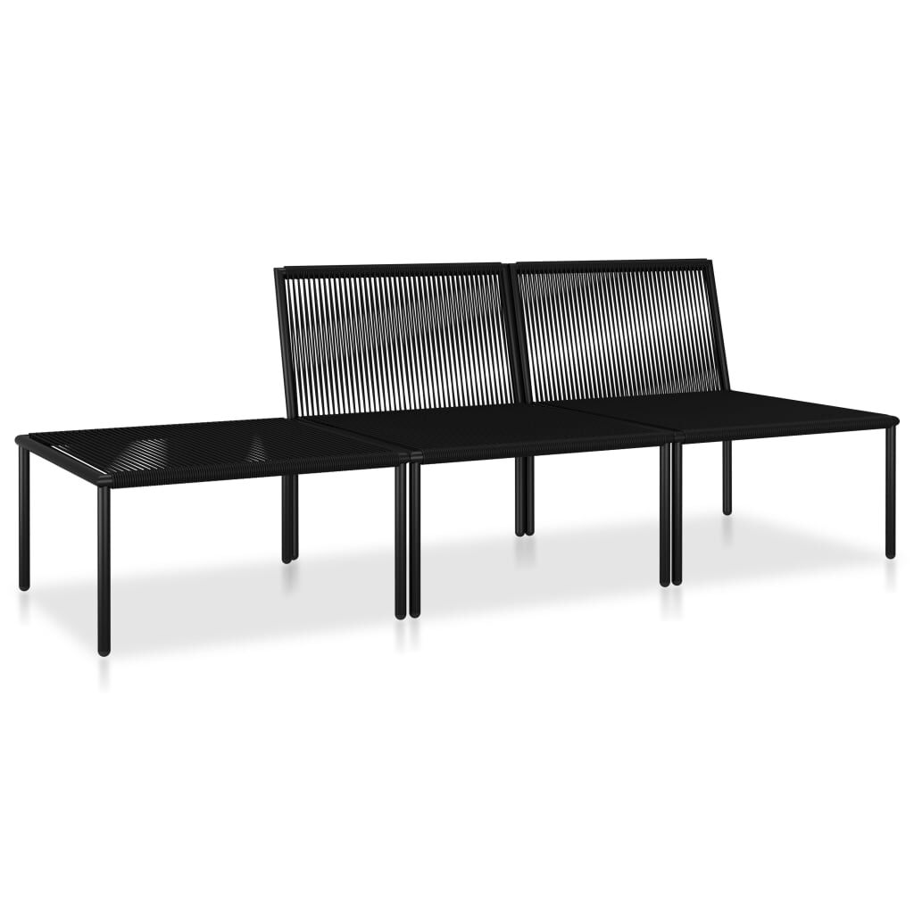 vidaXL 3 Piece Garden Lounge Set with Cushions Black PVC