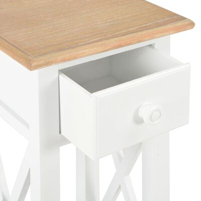 vidaXL Side Table White 27x27x65.5 cm Wood, brown and white vidaXL Side Table White 27x27x65.5 cm Wood