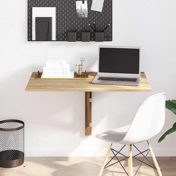 vidaXL Folding Wall Table Oak 100x60 cm