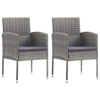 vidaXL Garden Chairs with Dark Grey Cushions 2 pcs Grey Poly Rattan, dark grey vidaXL Garden Chairs with Dark Grey Cushions 2 pcs Grey Poly Rattan