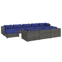 vidaXL 10 Piece Garden Lounge Set with Cushions Grey Poly Rattan