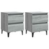 vidaXL Bed Cabinets with Metal Legs 2 pcs Grey Sonoma 40x35x50 cm