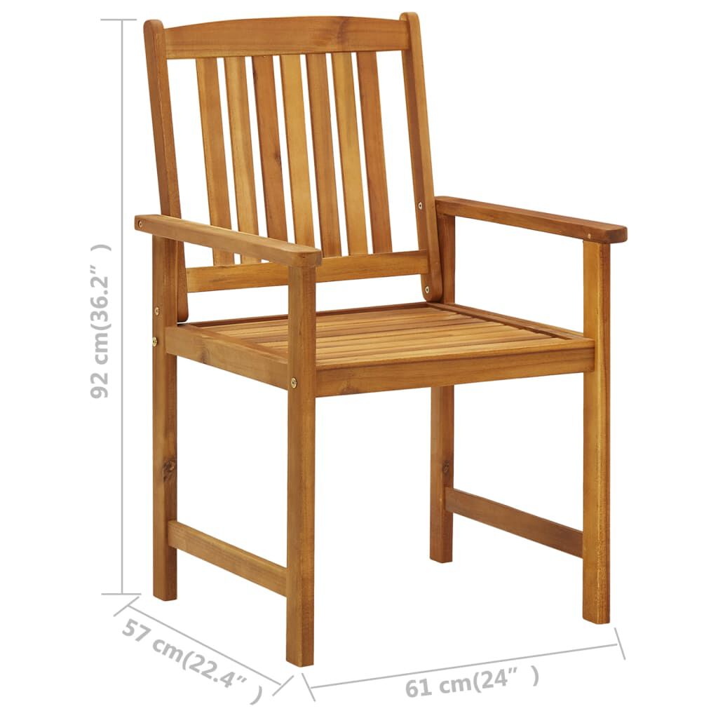vidaXL Garden Chairs with Cushions 2 pcs Solid Acacia Wood