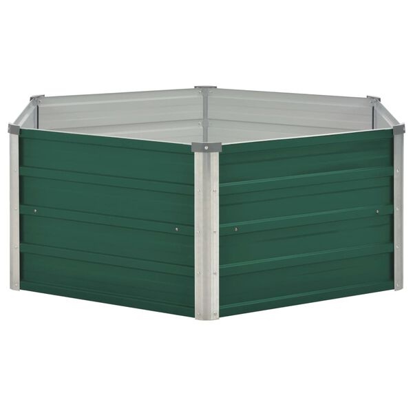 vidaXL Raised Garden Bed 129x129x46 cm Galvanised Steel Green