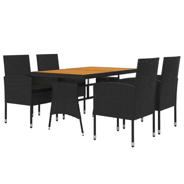 vidaXL 5 Piece Outdoor Dining Set Poly Rattan Black