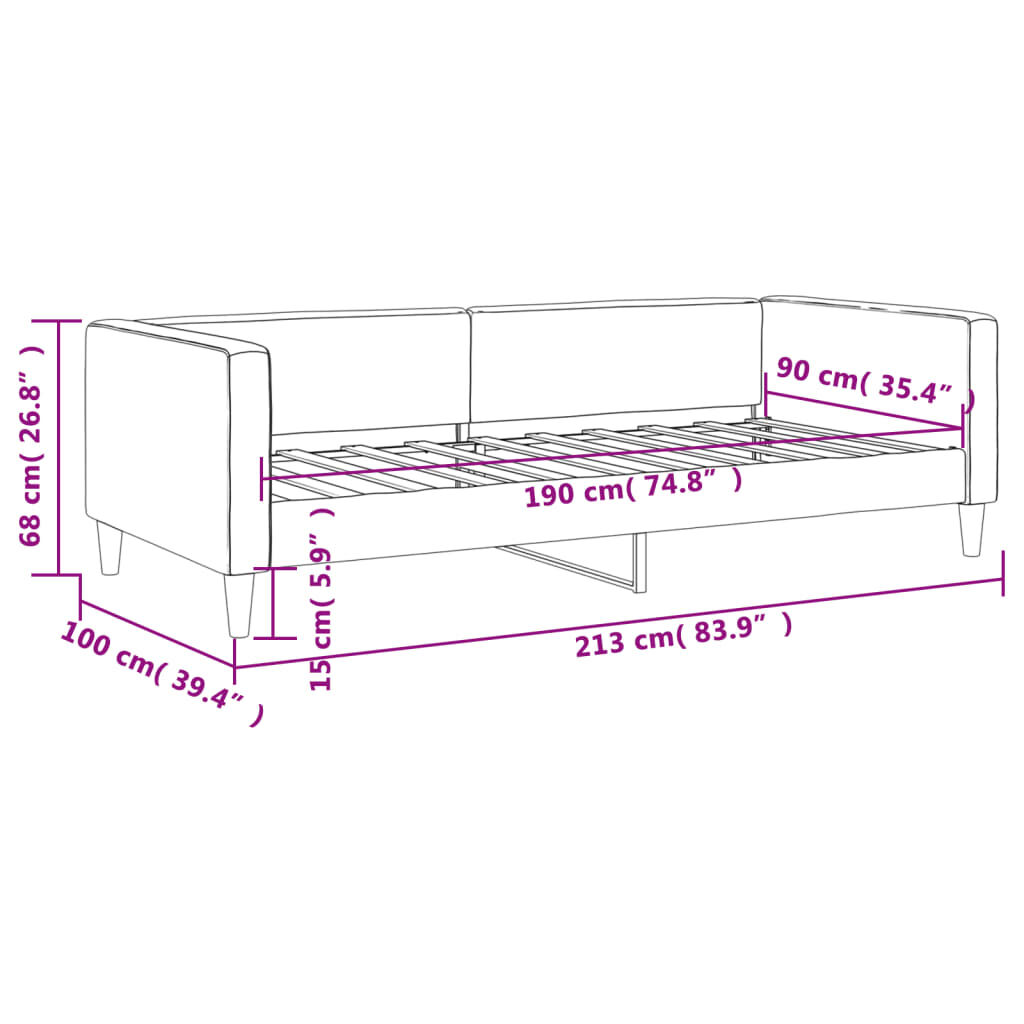 vidaXL Day Bed without Mattress Dark Grey 90x190 cm Fabric