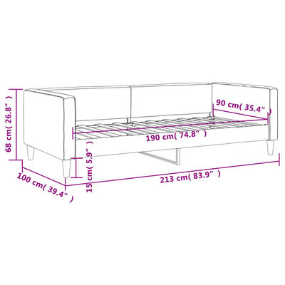 vidaXL Day Bed without Mattress Dark Grey 90x190 cm Fabric
