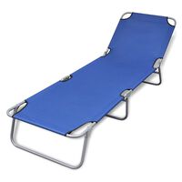 vidaXL Folding Sun Lounger Powder-coated Steel Blue, blue vidaXL Folding Sun Lounger Powder-coated Steel Blue
