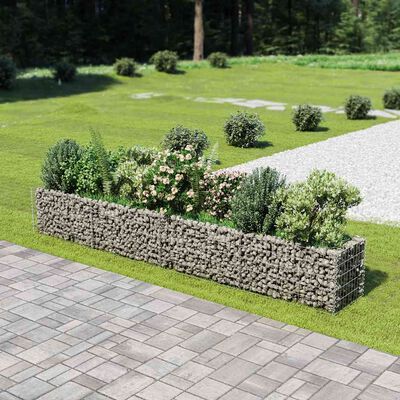 vidaXL Gabion Raised Bed Galvanised Steel 360x50x50 cm,  vidaXL Gabion Raised Bed Galvanised Steel 360x50x50 cm
