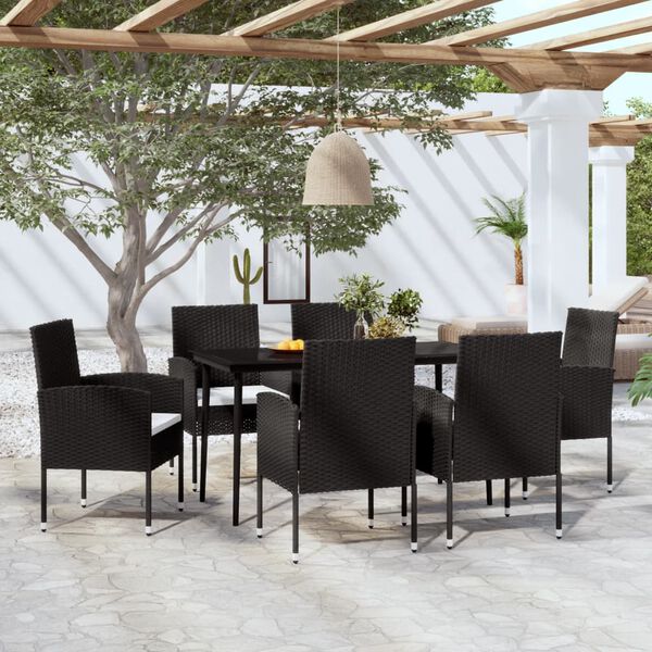 vidaXL 7 Piece Garden Dining Set Black