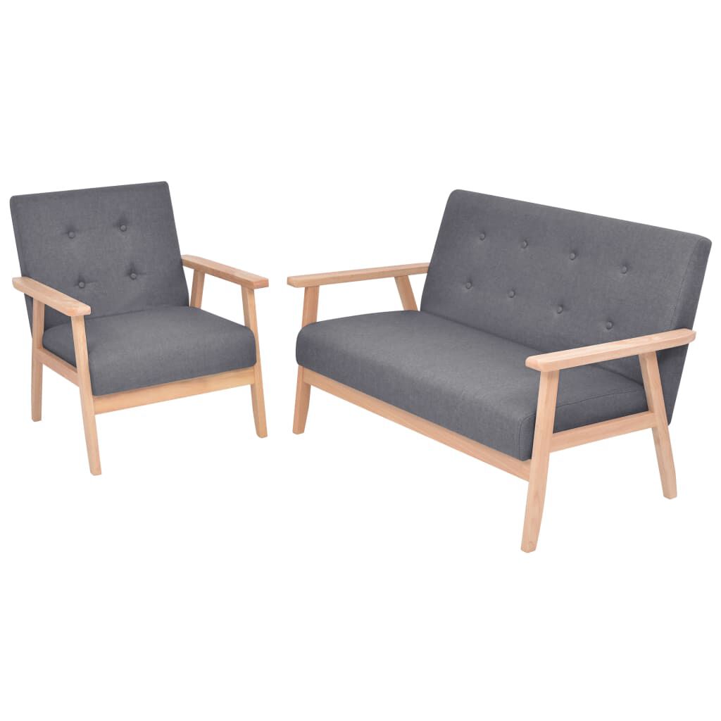 vidaXL Sofa Set 2 Pieces Fabric Dark Grey