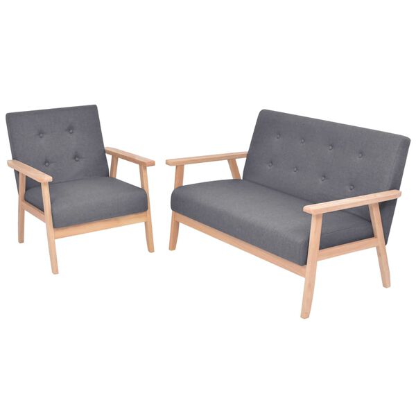 vidaXL Sofa Set 2 Pieces Fabric Dark Grey