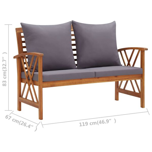 vidaXL 4 Piece Garden Lounge Set with Cushions Solid Acacia Wood